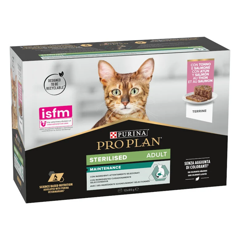 ProPlan Sterilised Maintenance Adult Atun y Salmon Latas Multipack Gato (Terrine)